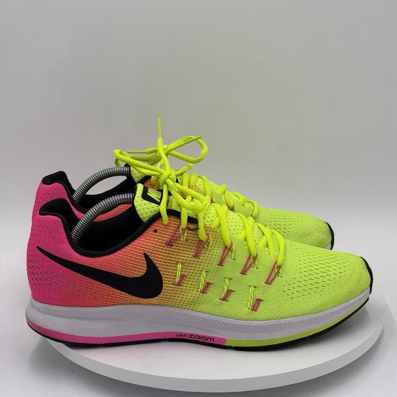 Nike Zoom Pegasus 33 Neon Shoes Mens Size 11 Running 846327-999 Sneakers - Picture 2 of 8